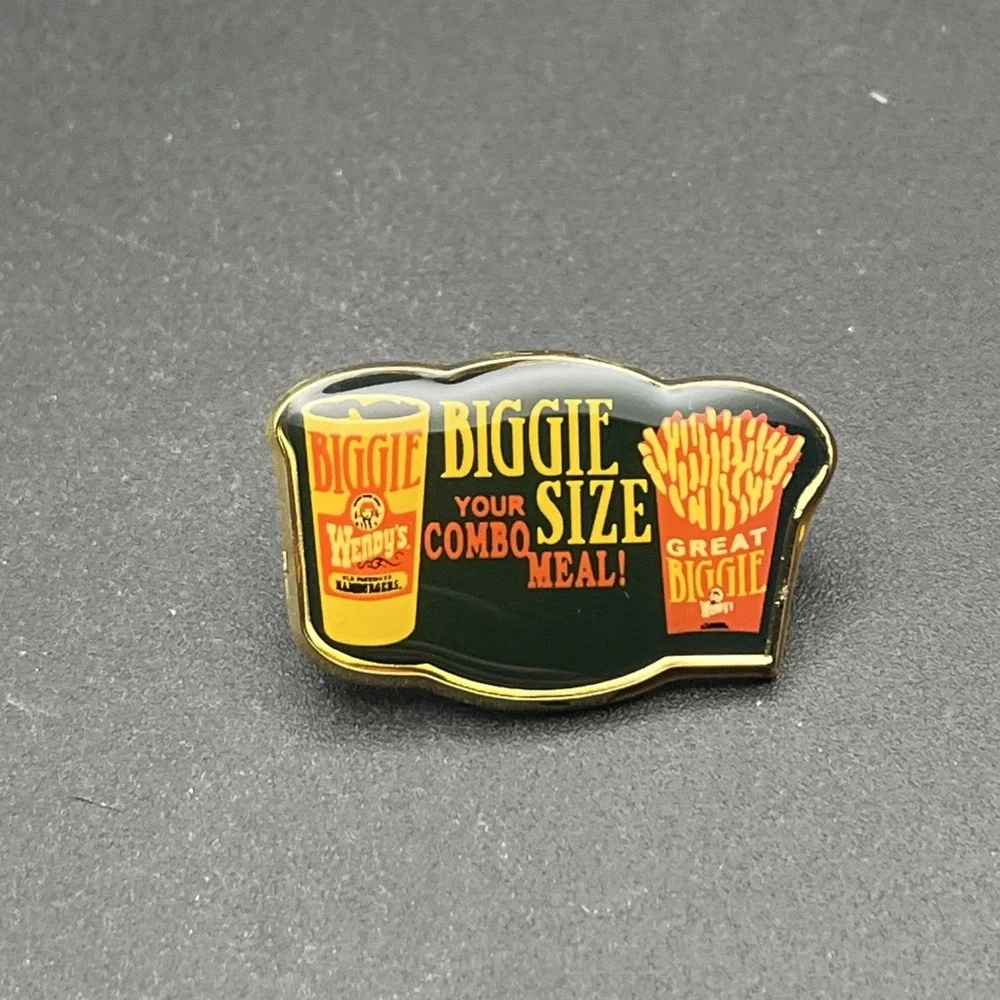 Wendy's Fast Food Restaurant Biggie Size Your Combo Meal Employee Lapel Hat‎ Pin